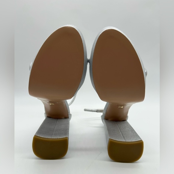 Pelle Moda Metallic Silver Platform Block Heel Suede Sandals – Size 8.5 NWT - Picture 8 of 11